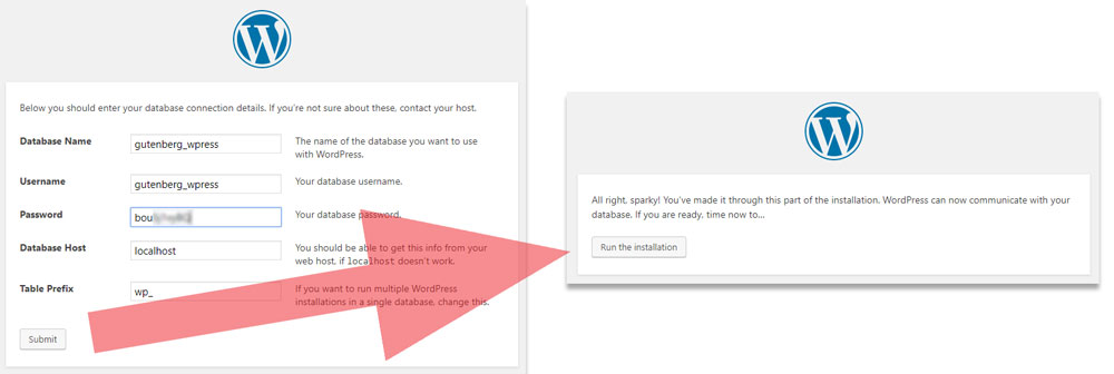 install WordPress - DB information