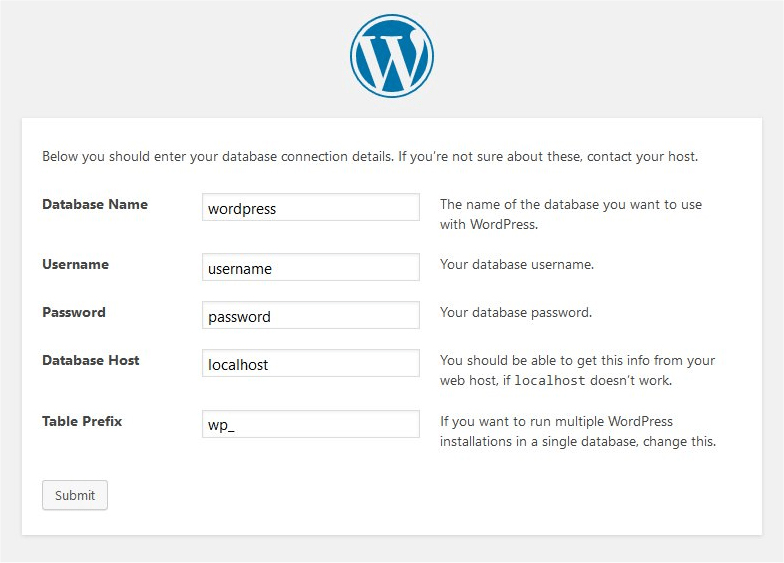 Wordpress database information