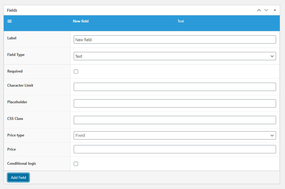 field settings in flexible product addons