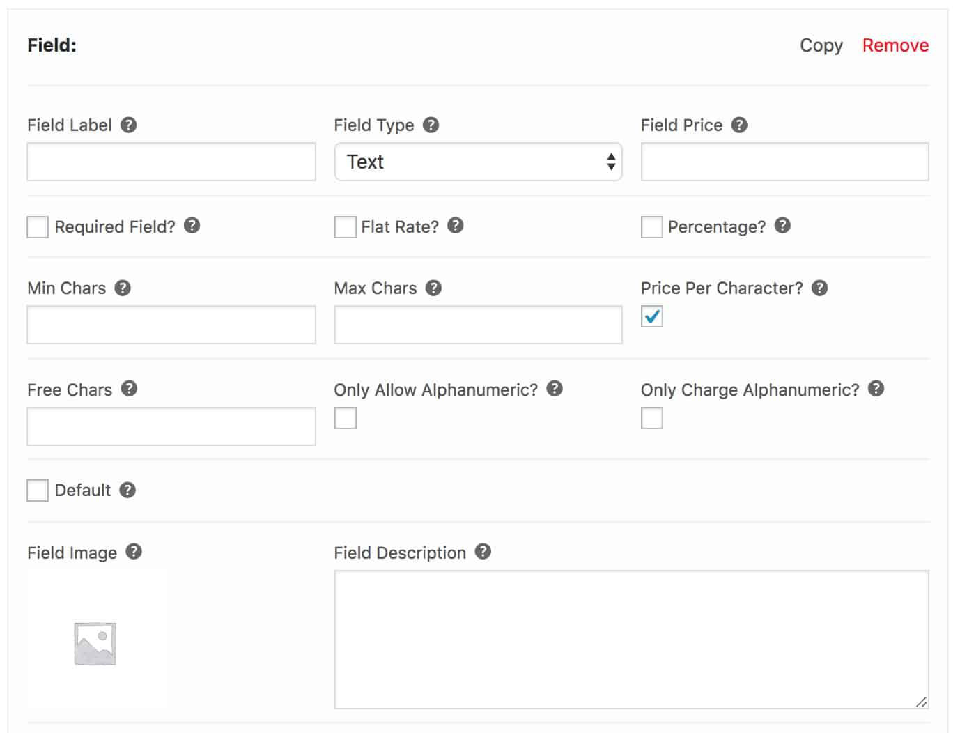 field type in product addons ultimate