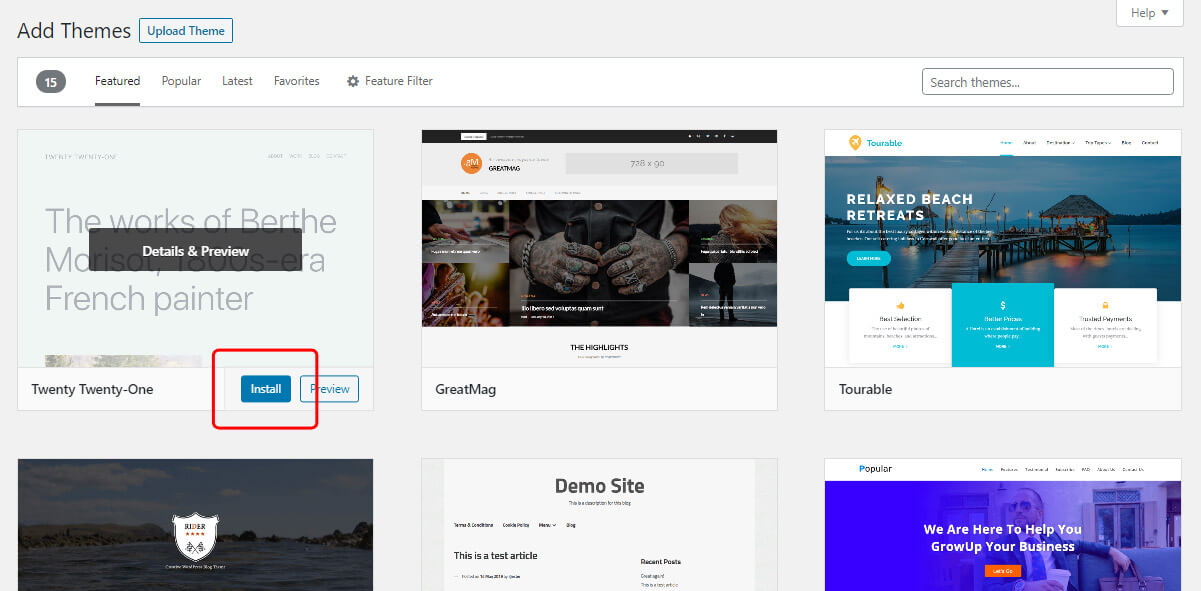 Install WordPress theme from WP dashboard