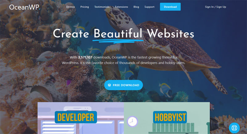 OceanWP theme demo page