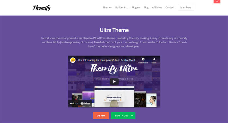 Ultra WordPress theme demo page