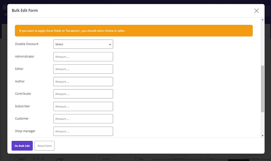 woocommerce bulk product editing dynamic price bulk form