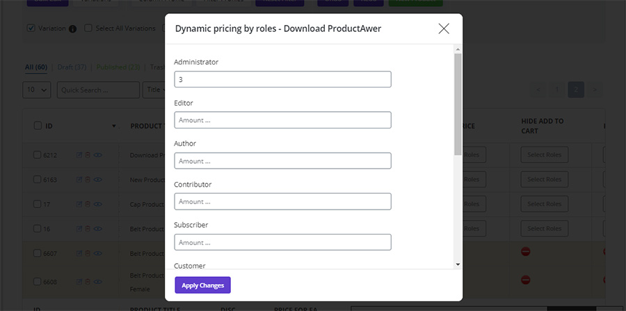 woocommerce bulk product editing dynamic price set price