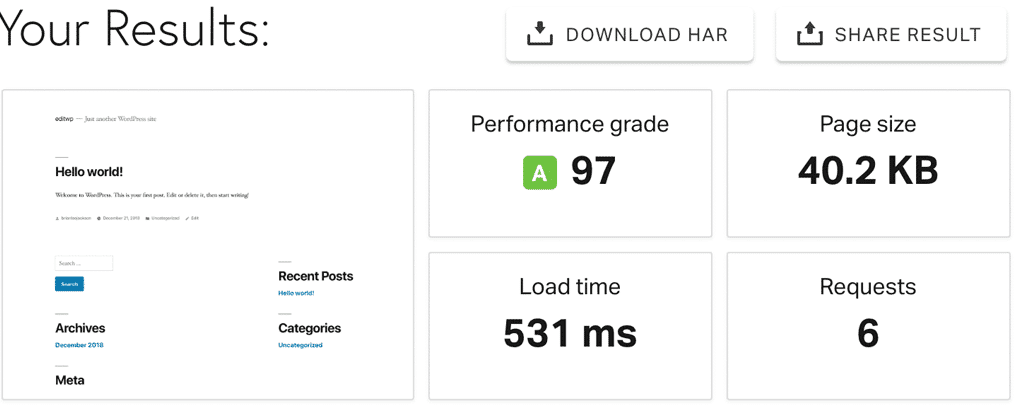 Pingdom Tools example speed test report