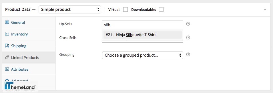 Grouping products in WooCommerce product edit page