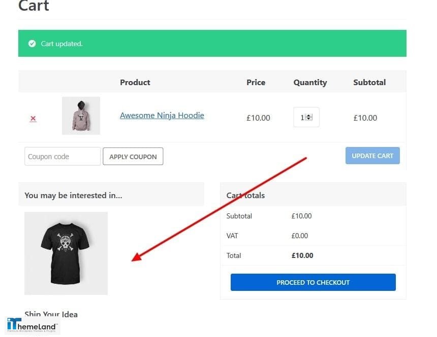 Cross sells products in WooCommerce cart page