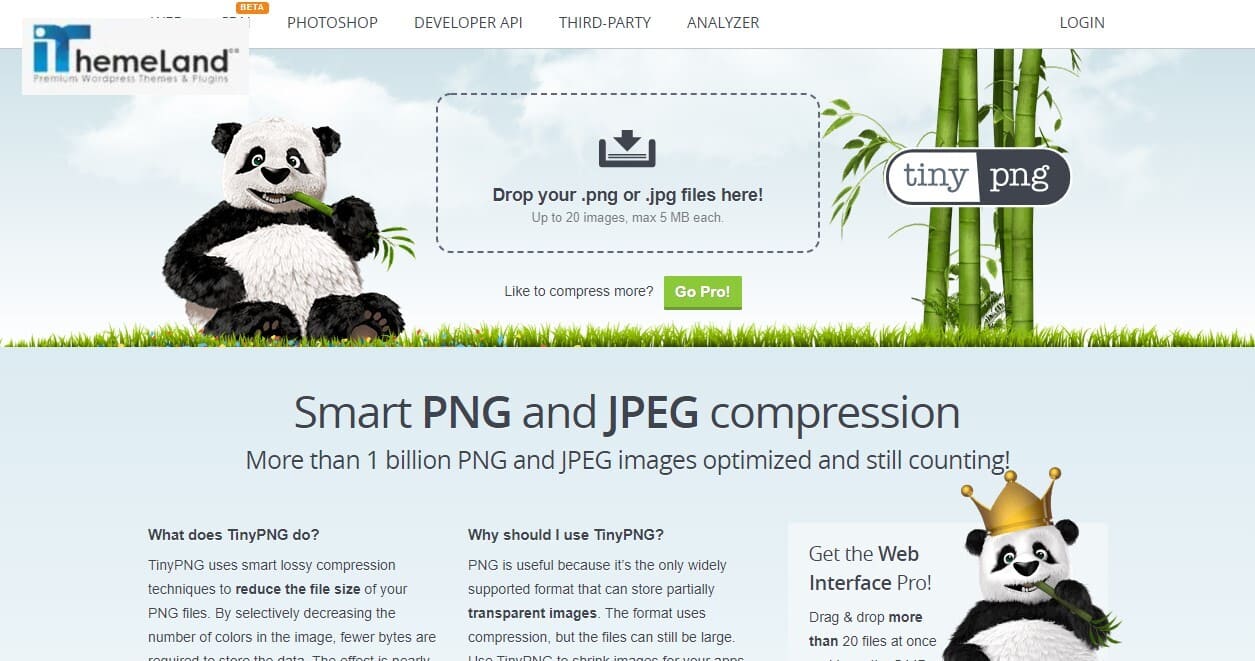 Compress Jpeg & png images by tiny png website