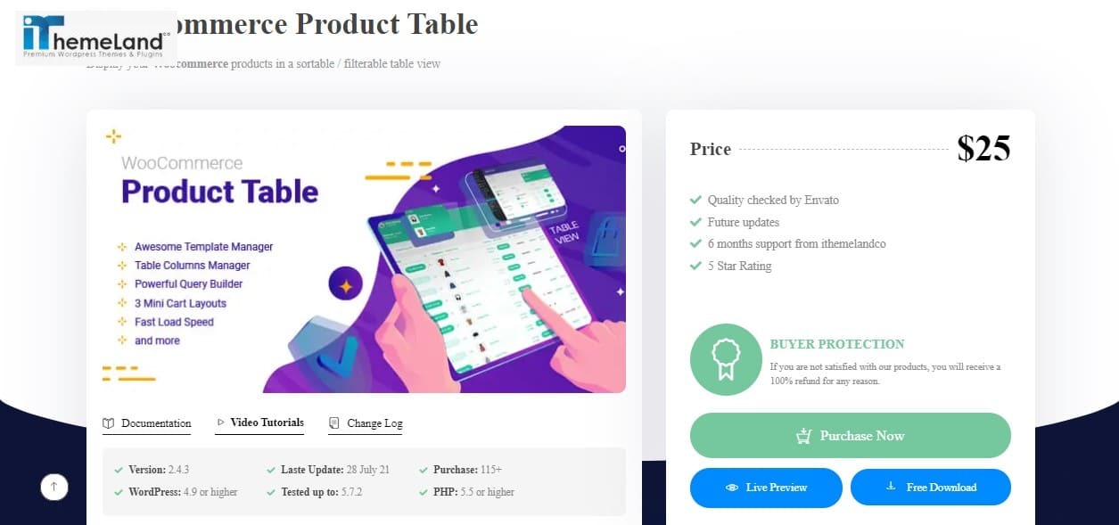 WooCommerce Product Table plugin