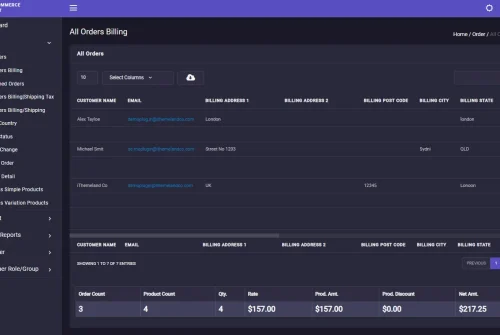 WooCommerce all orders billing report