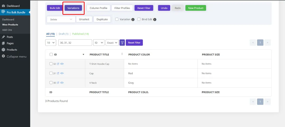 woo bulk edit variations