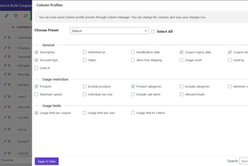 All of woocommerce fields are avialabe as separate columns