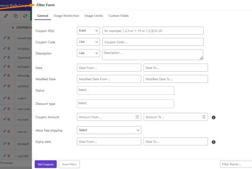 Find specific coupon based on discount type, expiry date, usage limits