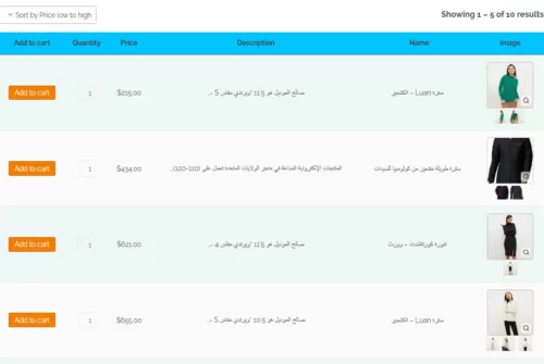 Woocommerce product table plugin is fully compatible with RTL themes