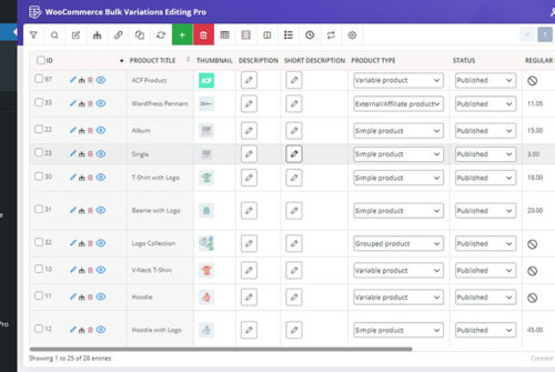 WooCommerce bulk variation main