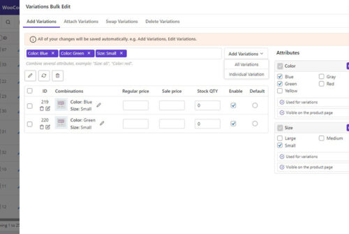 woocommerce bulk variation-form
