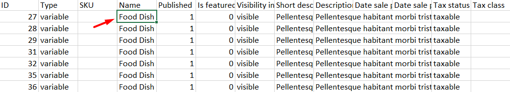 Inline edit  product name in Excel