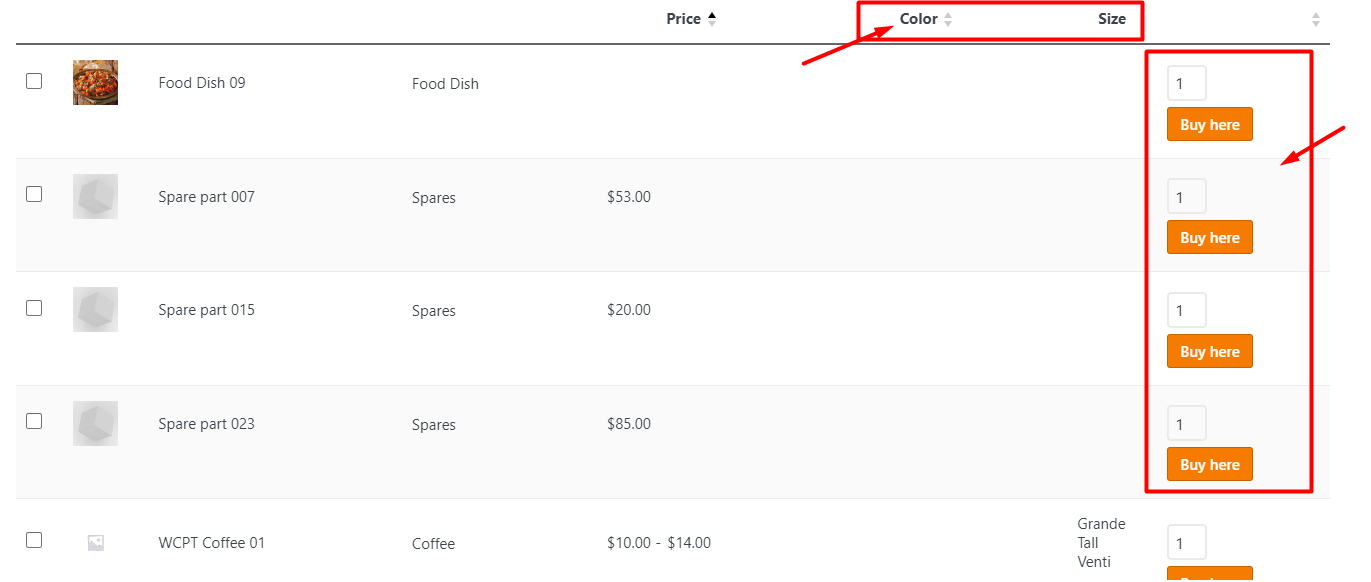 Choose variations and quantities without going to the product page individually