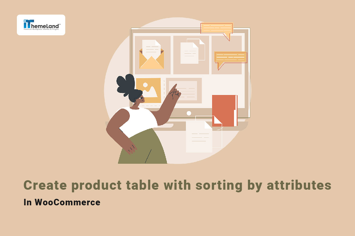 product table with sorting by attributes