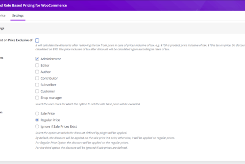 WooCommerce Role based pricing main settings