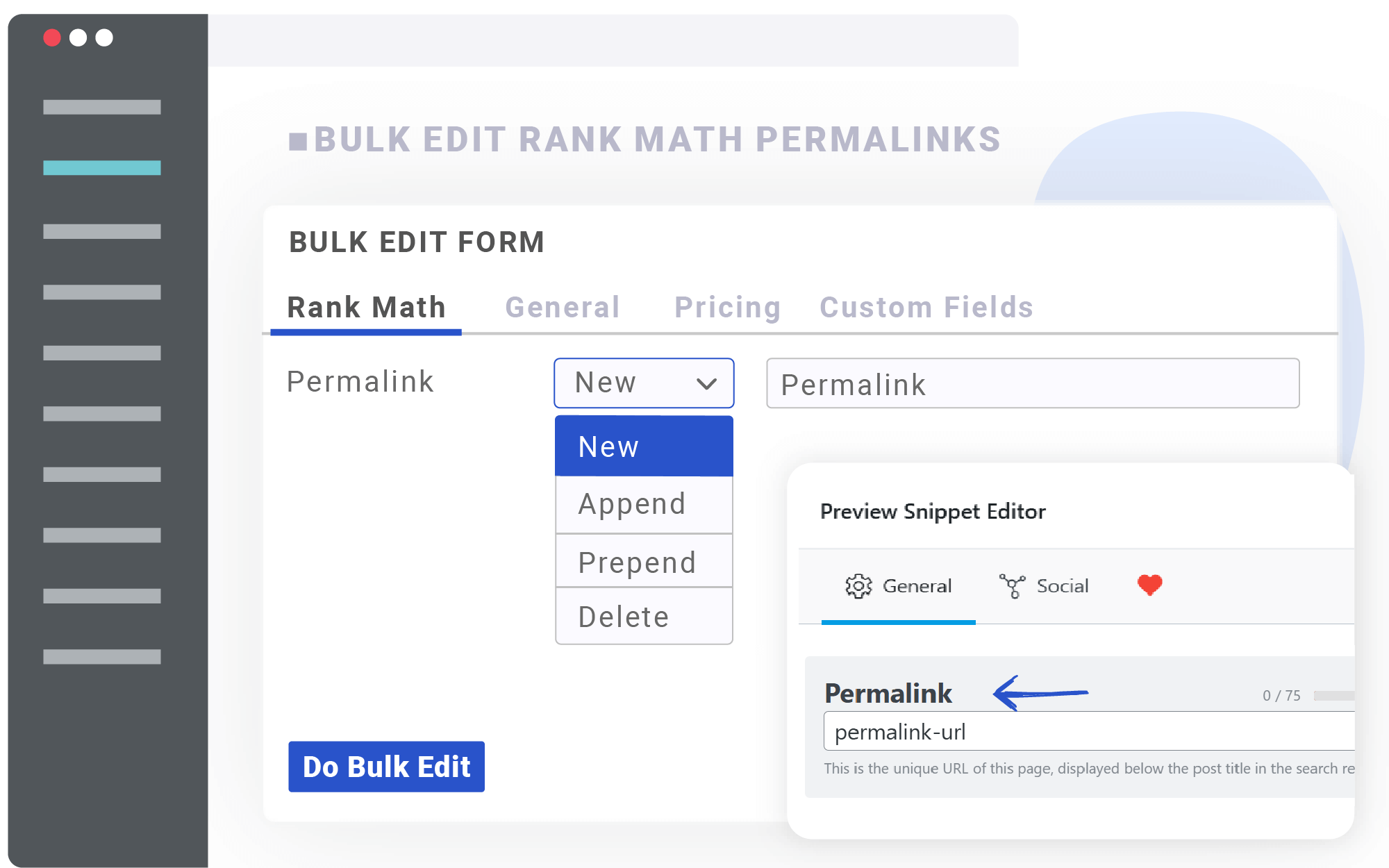 Bulk edit Rank Math permalink field