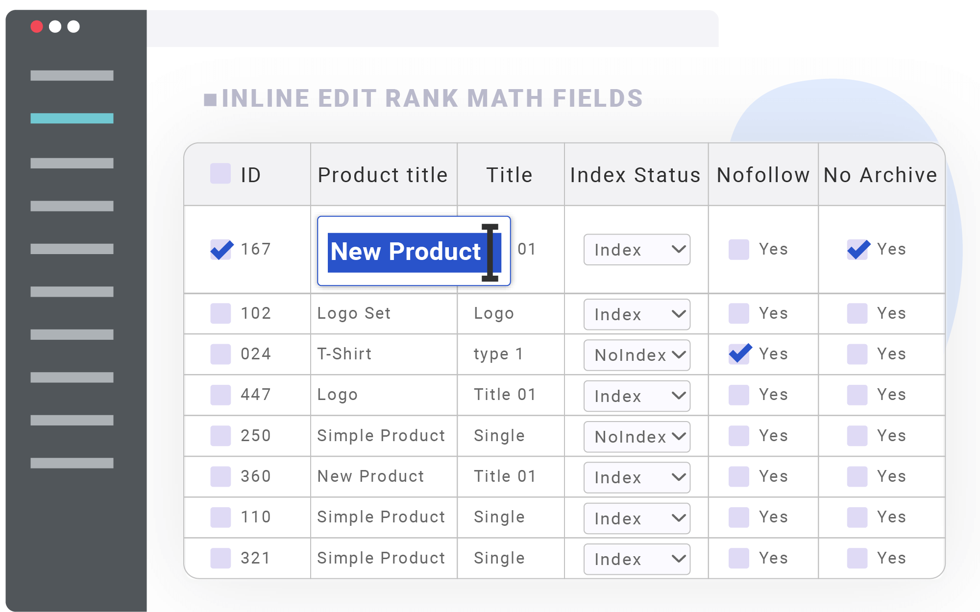 Inline edit Rank Math SEO fields