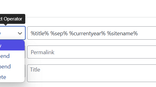 Bulk append, prepend, delete Rank Math SEO fields