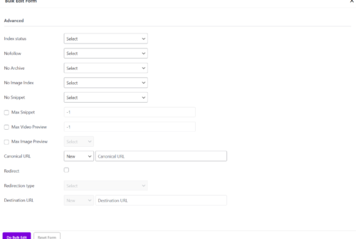 Bulk edit rank math advanced fields